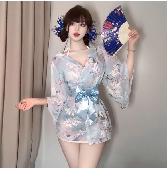 FEE ET MOI - Embroidered Floral Kimono (Blue)